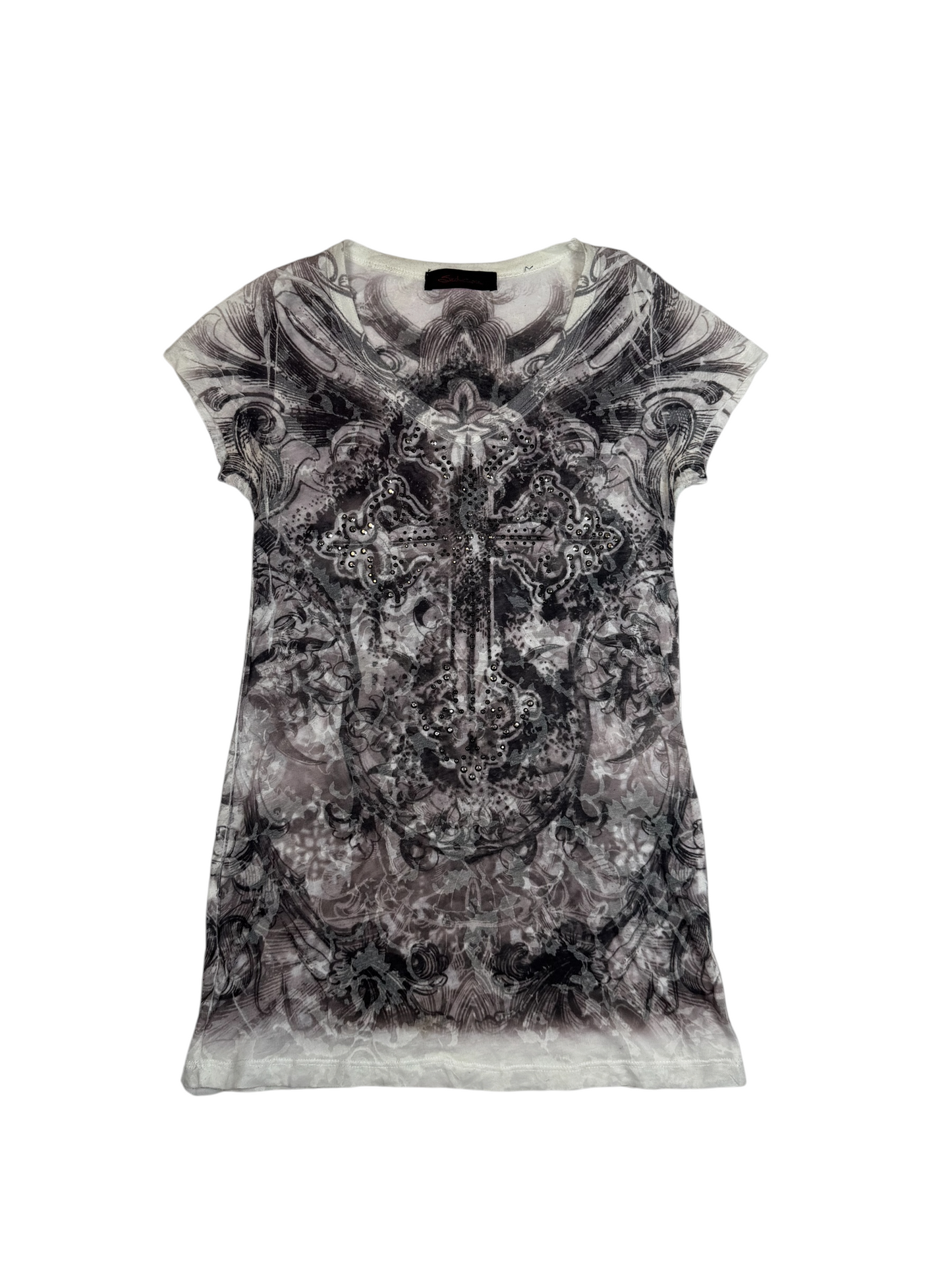 Seduction Mesh Rhinestoned Tshirt Dress