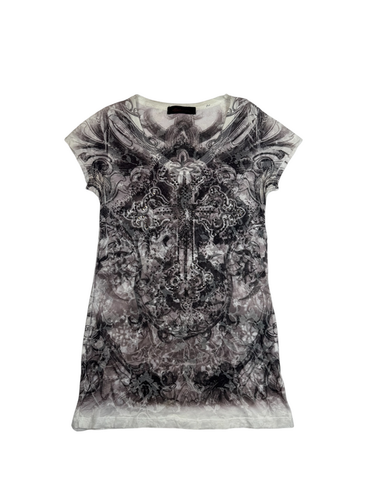 Seduction Mesh Rhinestoned Tshirt Dress