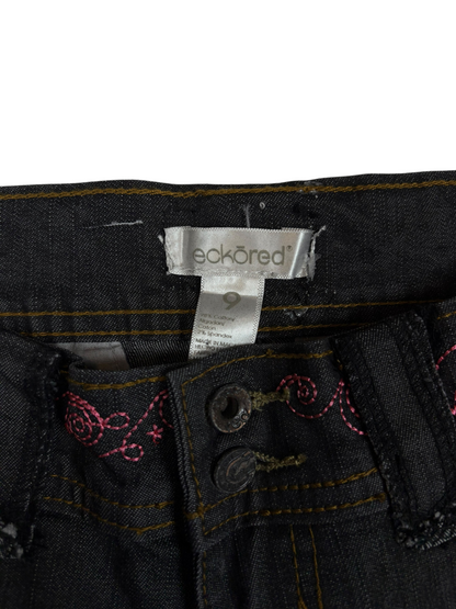 Eckō Red Embellished Flare Jeans
