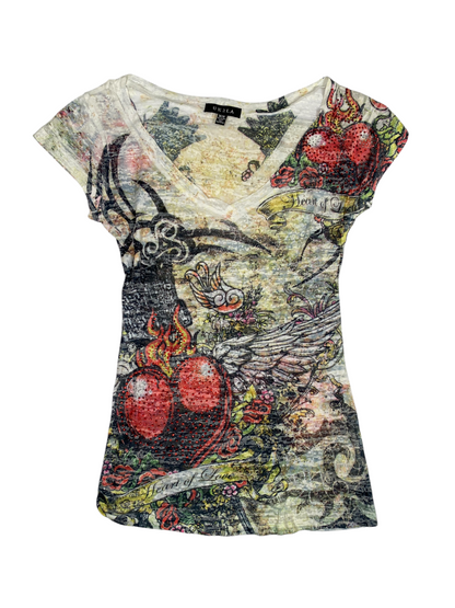 Y2K Gothic Graphic Slim V-Neck Tee