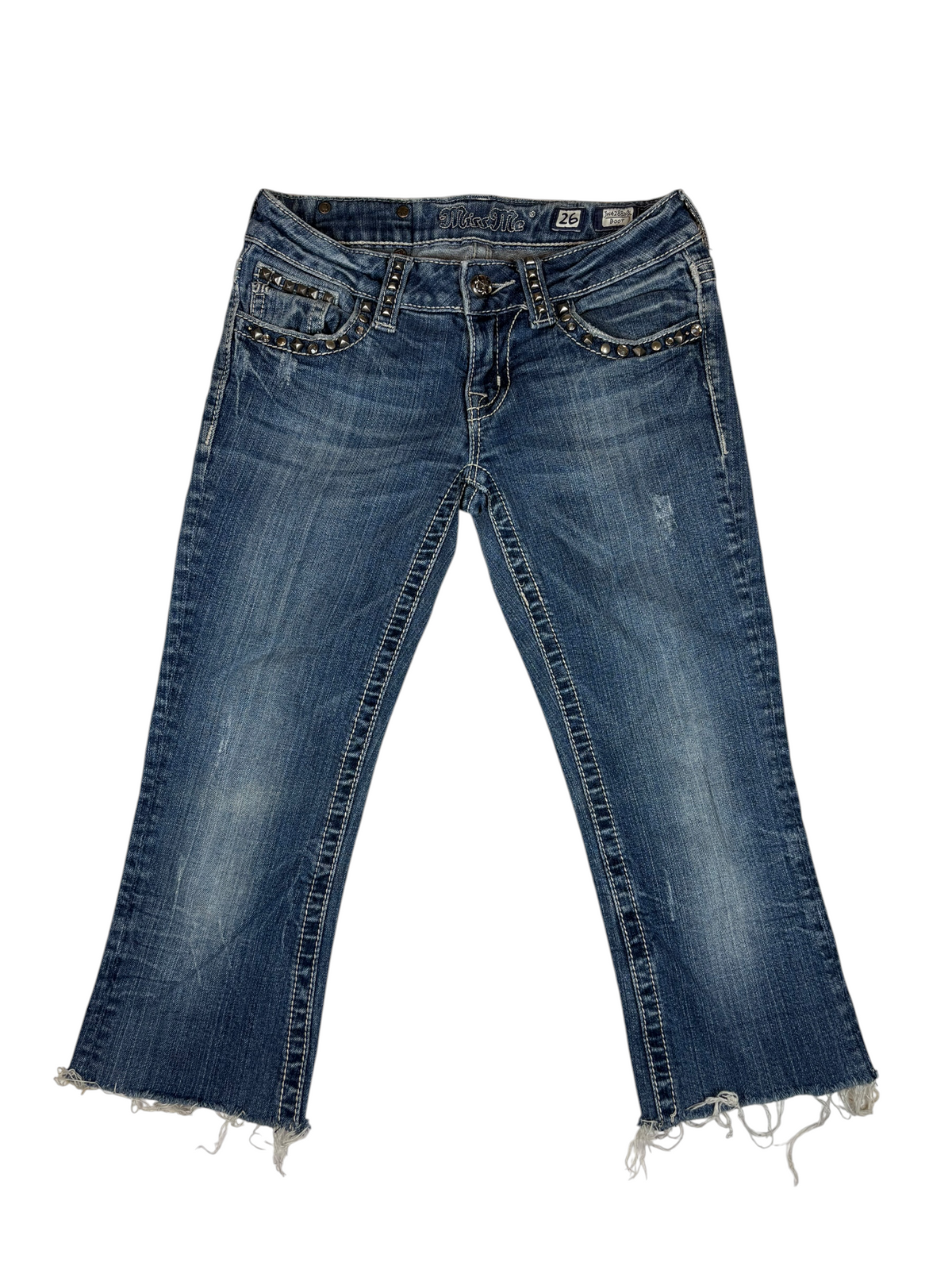 Miss Me Studded Raw Hem Capris