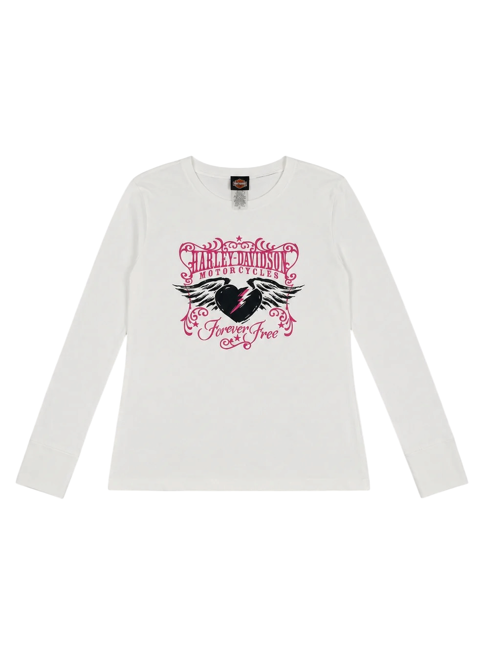 Harley Davidson Pink Flying Heart Graphic Long Sleeve