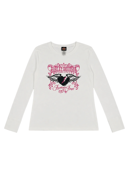 Harley Davidson Pink Flying Heart Graphic Long Sleeve