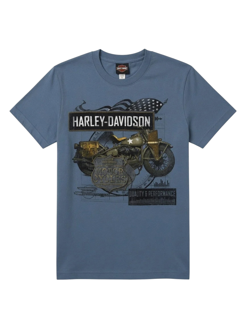 Harley Davidson Blue Motorcycle Tee