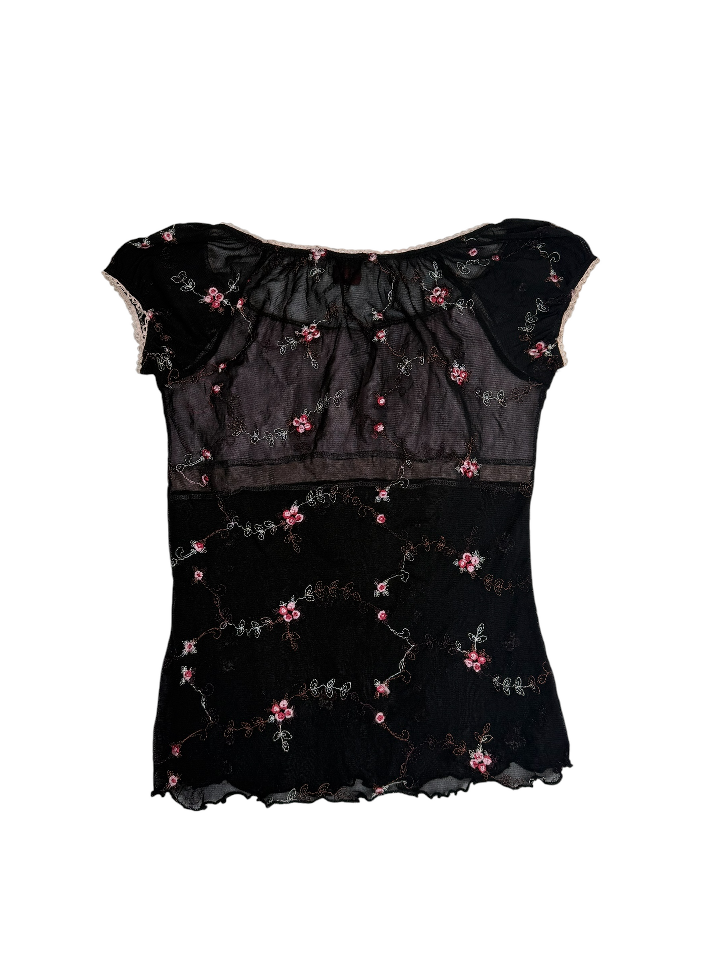 Venus Embroidered Floral Mesh Top