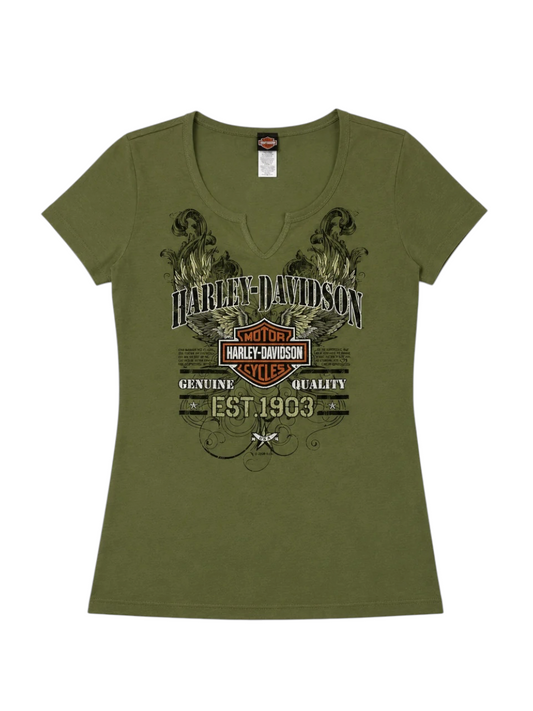 Harley Davidson Green Winged Graphic Tee