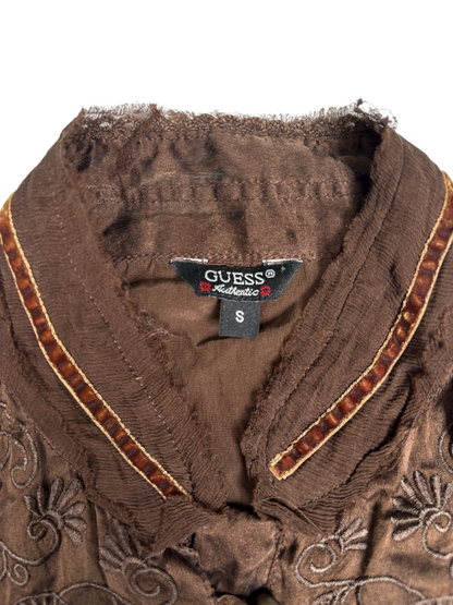 Vintage Guess Embroidered Western Button-Up Blouse