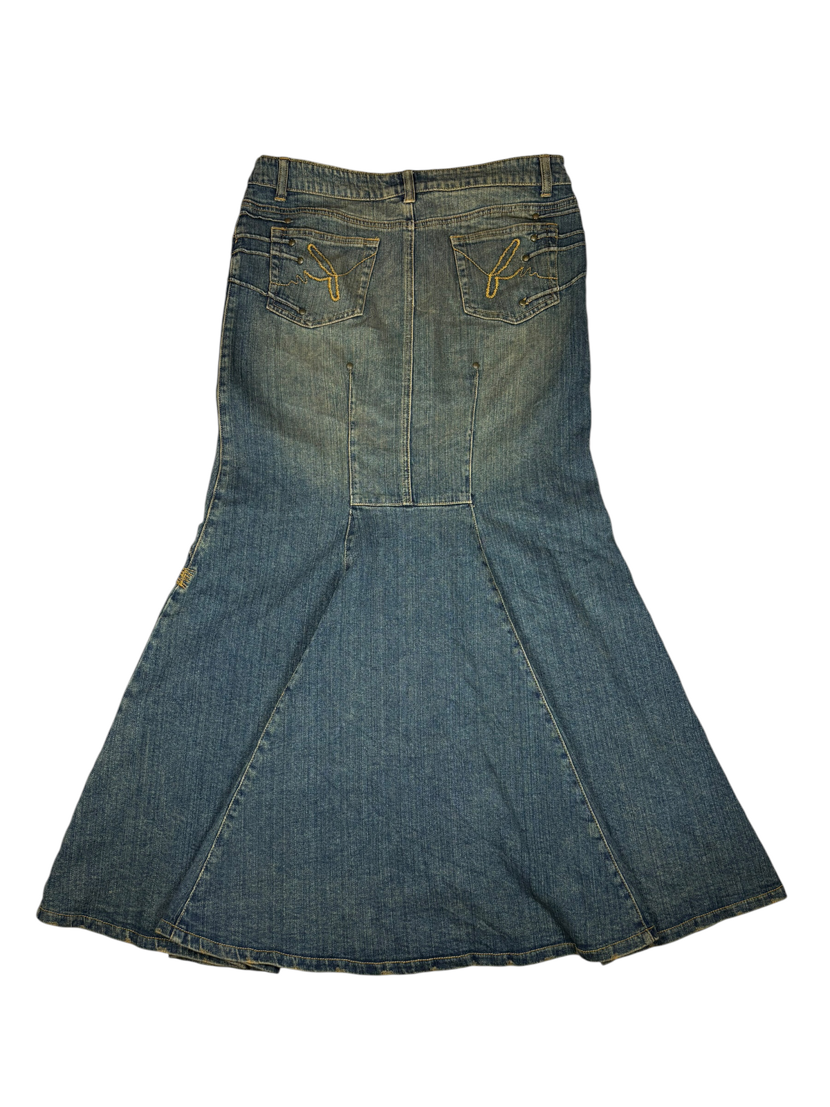 Y2K Pleated Denim Maxi Skirt