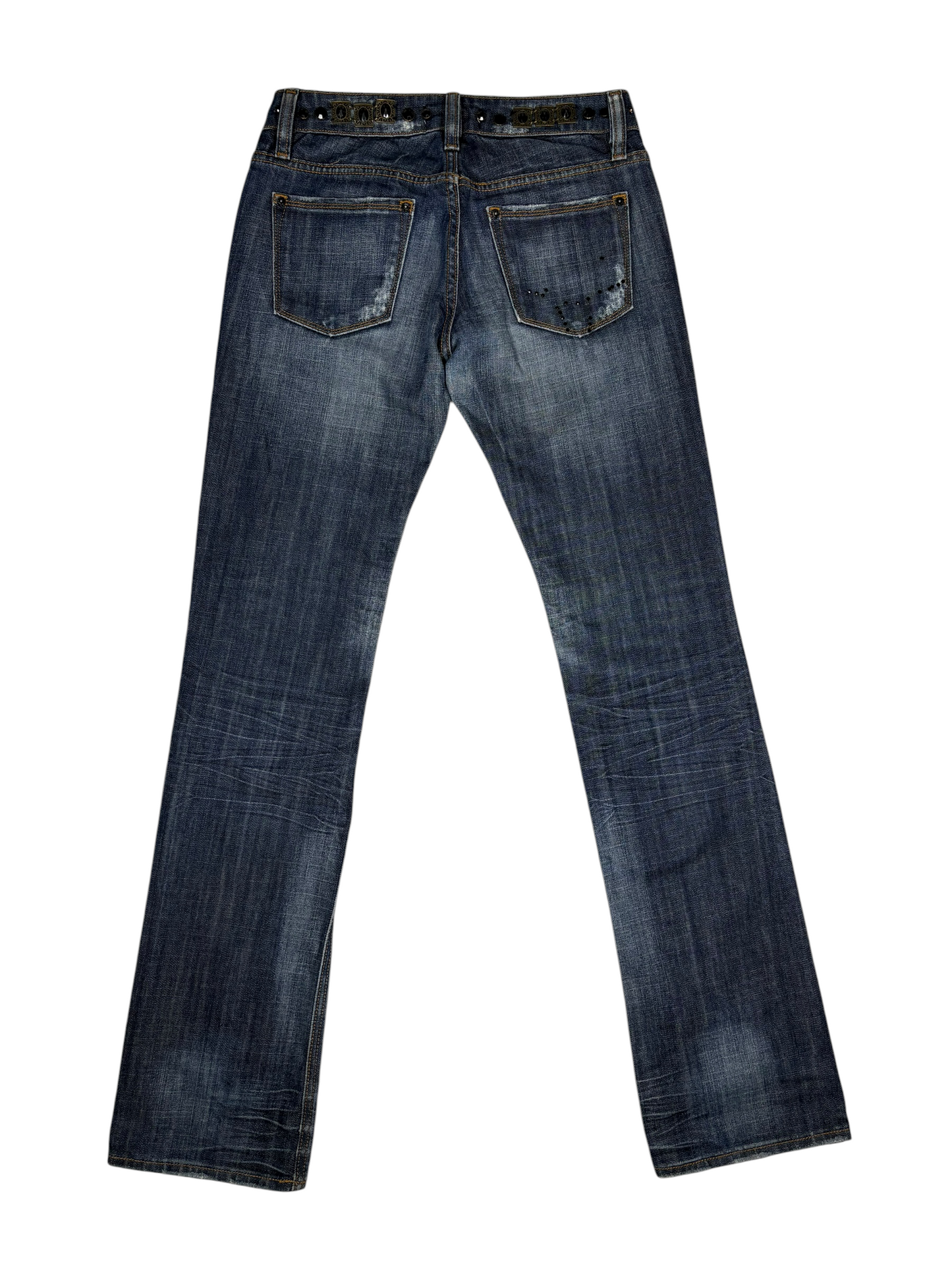 Y2K Jeweled Belt Straight Denim Jeans