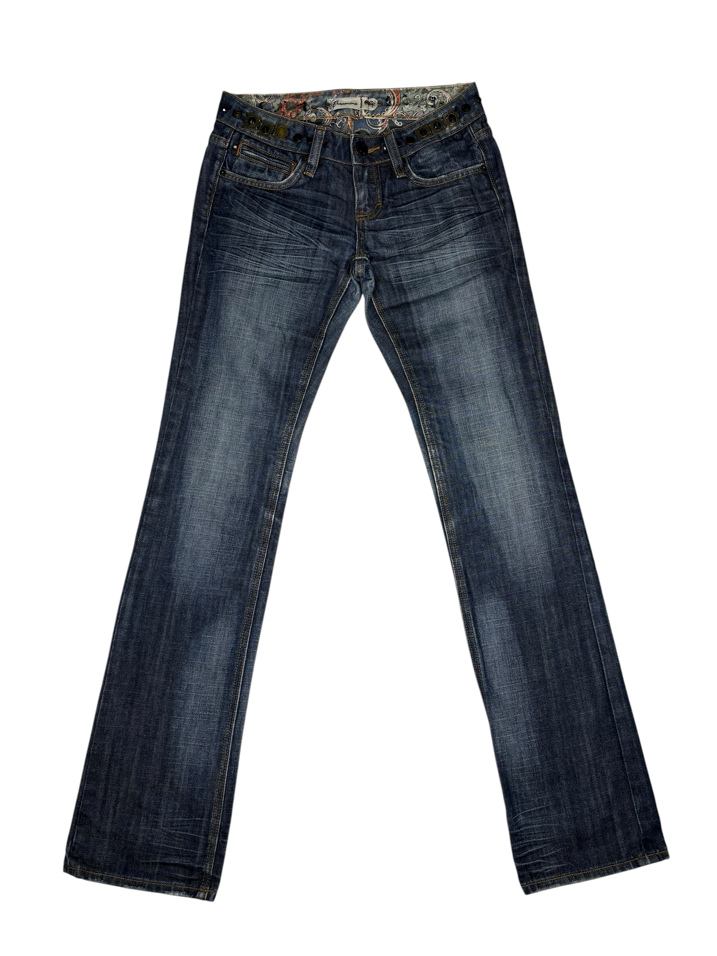 Y2K Jeweled Belt Straight Denim Jeans