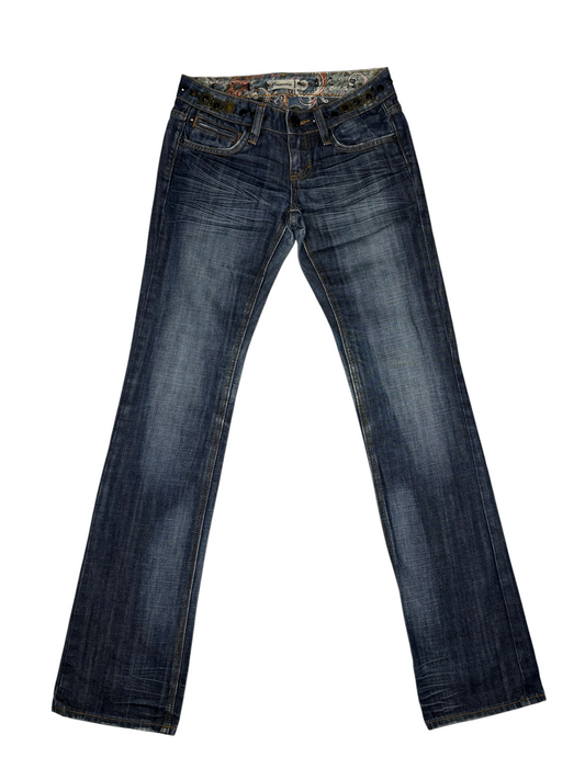 Y2K Jeweled Belt Straight Denim Jeans