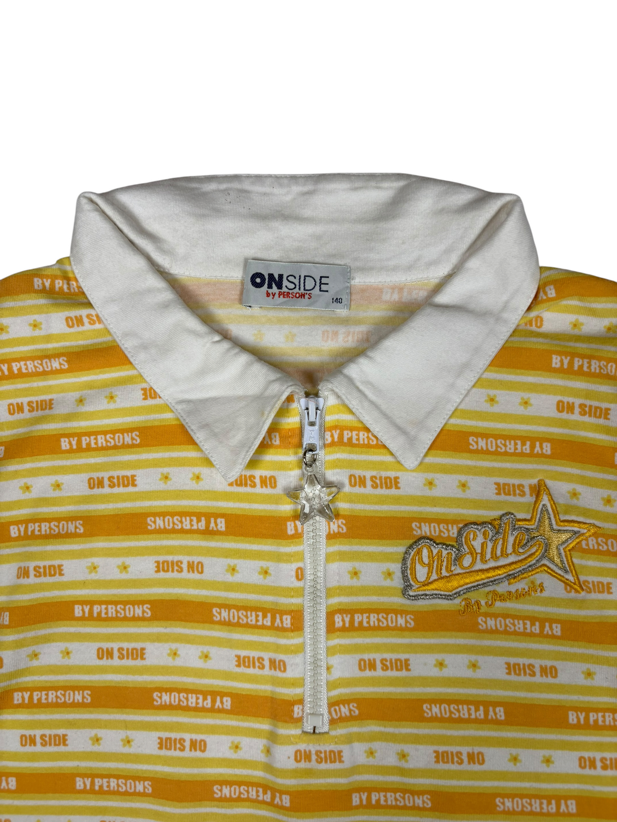 Y2K Striped Patch Polo