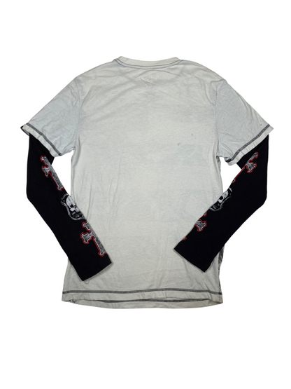 Y2K Striped Skull Thermal Graphic Long Sleeve