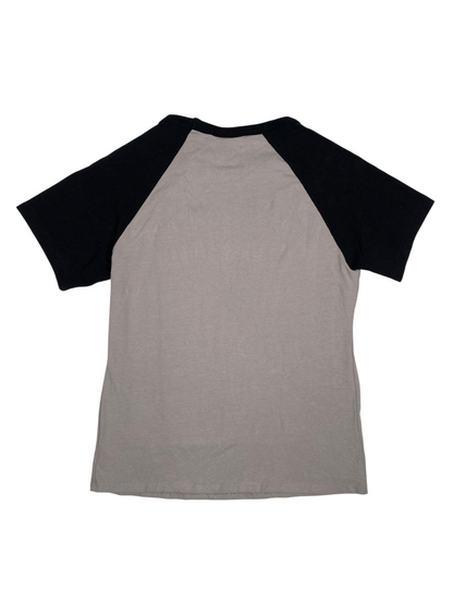 Y2K Two Toned Sleeve Cross Angle Wing Graphic Tee