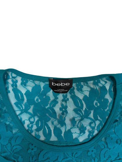 Bebe Blue Laced Long Sleeve Top