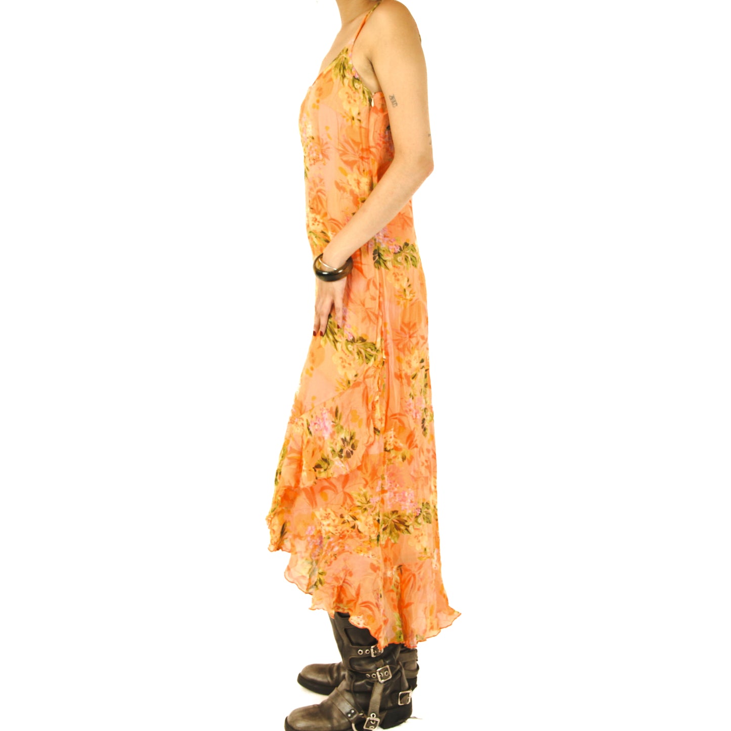 Ethereal Orange Flower Mesh Sundress