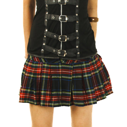 Gothic Plaid Mini Skirt w/ Lace Details