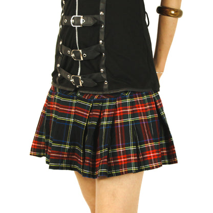 Gothic Plaid Mini Skirt w/ Lace Details