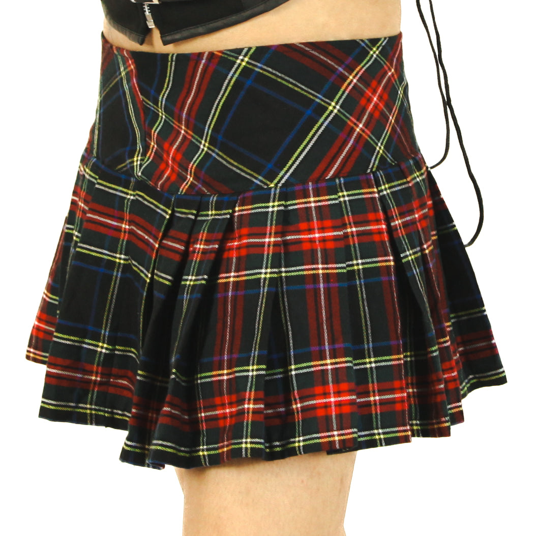 Gothic Plaid Mini Skirt w/ Lace Details