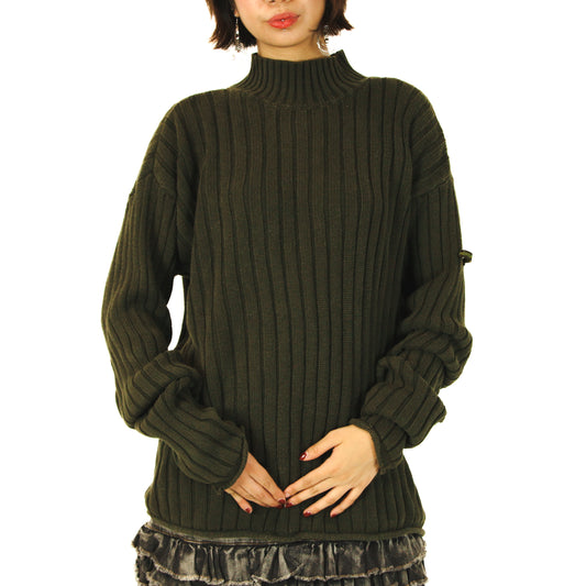 Fall Skater Mid-Neck Green Sweater