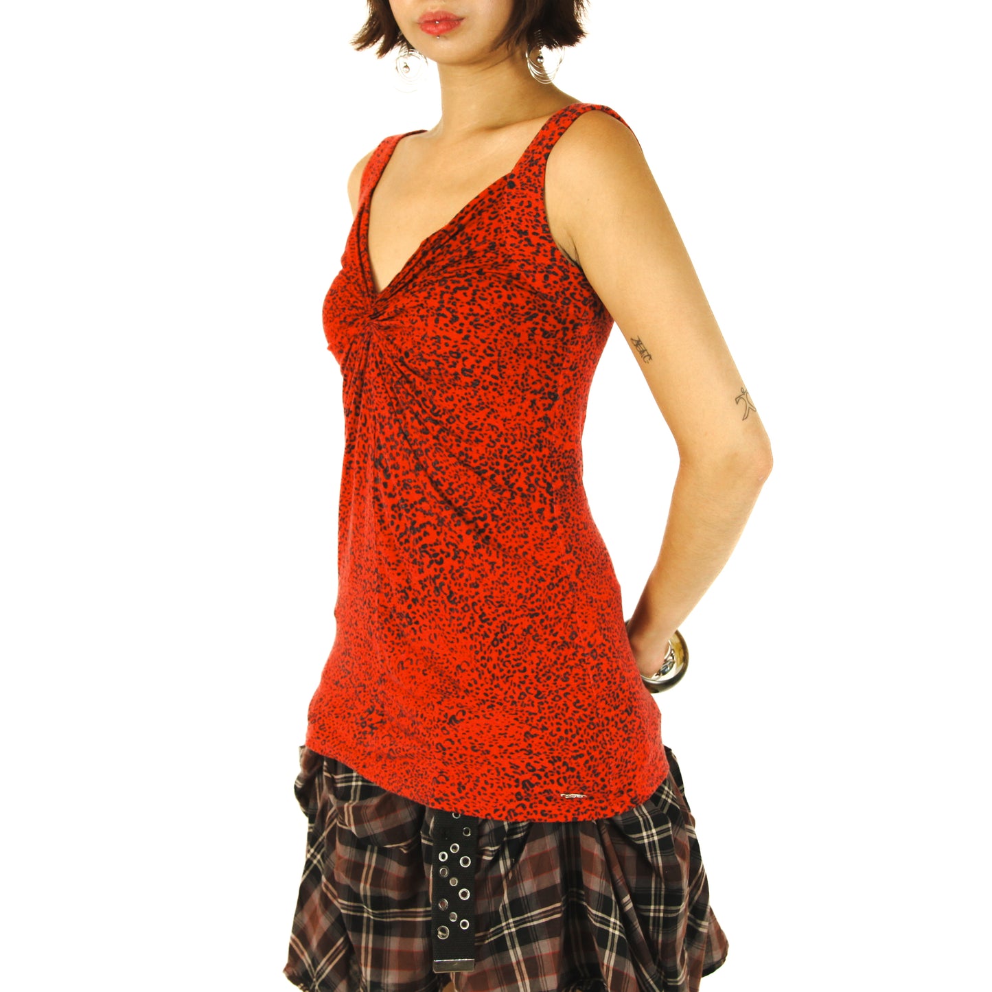 Rockstar Girlfriend Red Leopard Print Top