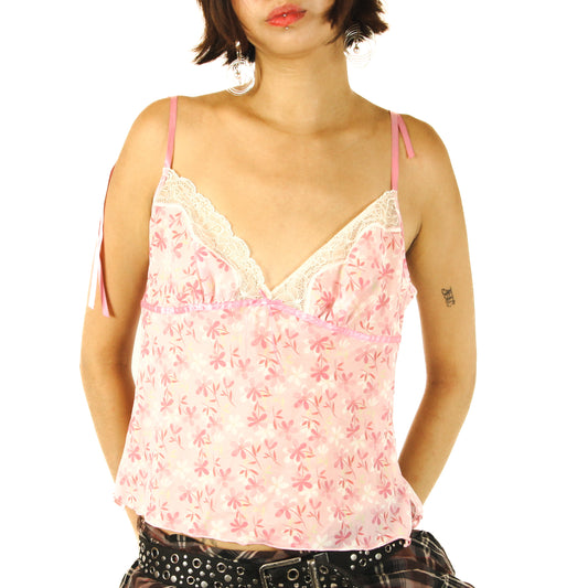 Pink Fairy Flower Mesh Lacey Top