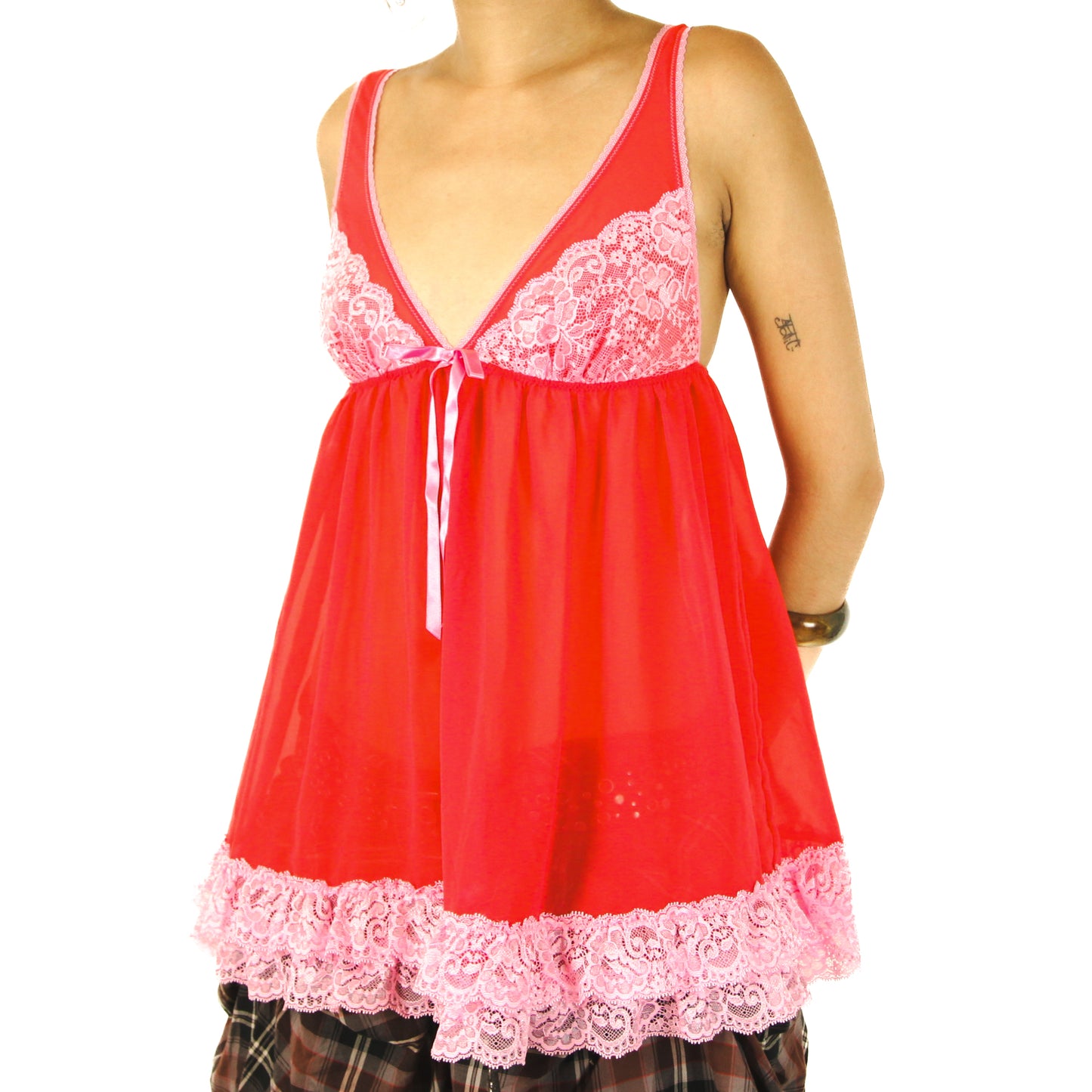 Sexy Pink Lacey Babydoll Top